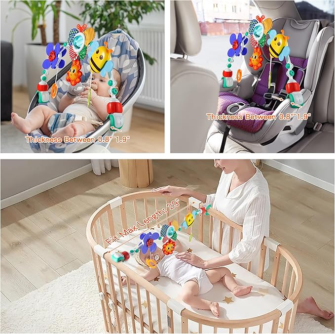 Adjustable Arch Bassinet Toys for Infant & Toddlers, Stroller Arch, Baby Crib Toys with Fascinating Hanging for Stimulating Baby’s Senses and Developing Motor Skills nirvanaguru