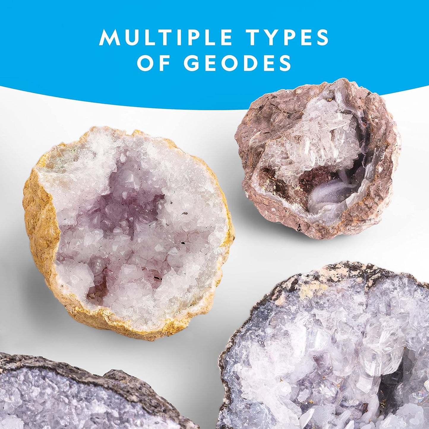 National Geographic Break Open 10 Premium Geodes – Includes Goggles & 2 Display Stands - Great STEM Science Kit, Geology Gift for Kids, Break Your Own Geodes with Crystals Nirvana Guru
