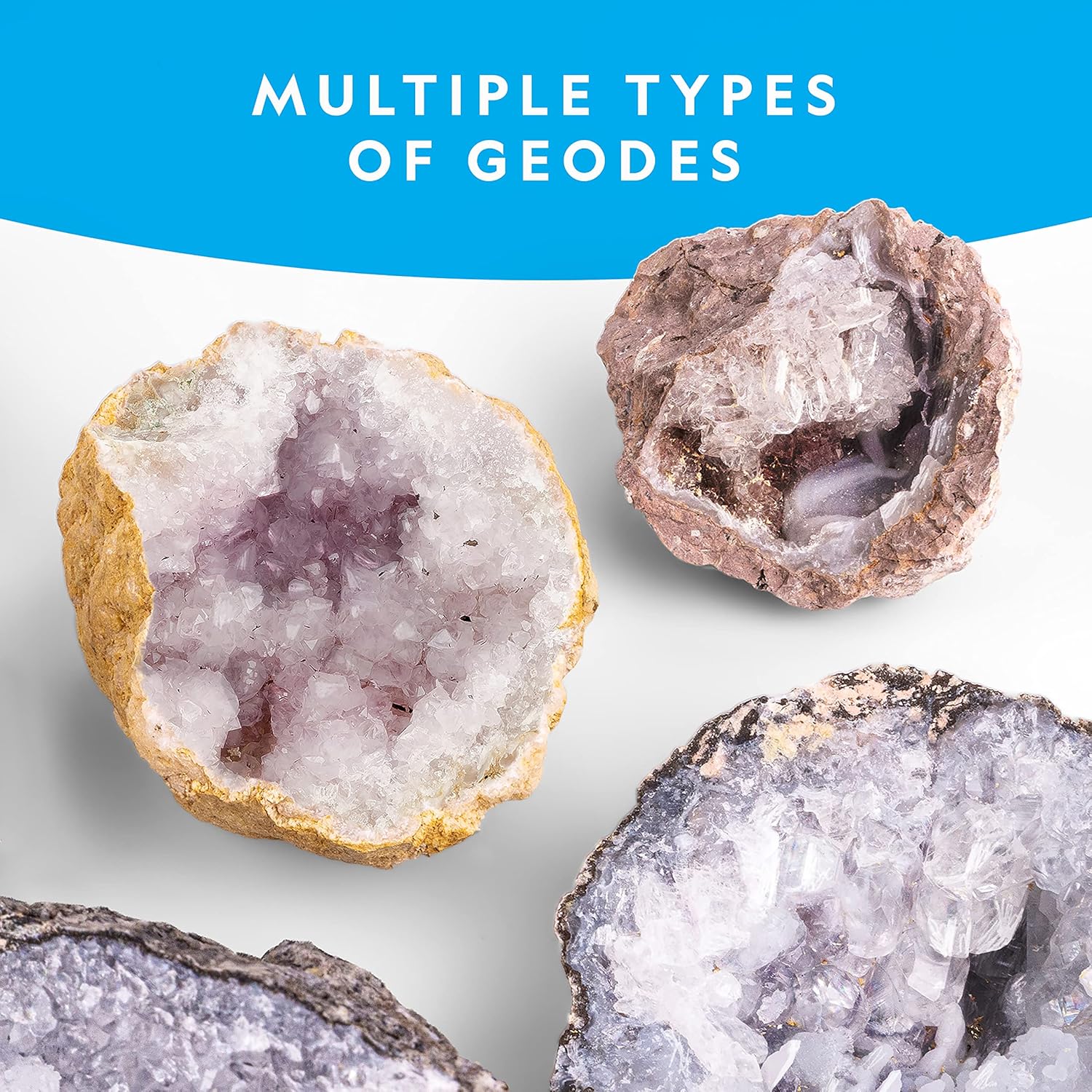 National Geographic Break Open 10 Premium Geodes – Includes Goggles & 2 Display Stands - Great STEM Science Kit, Geology Gift for Kids, Break Your Own Geodes with Crystals Nirvana Guru