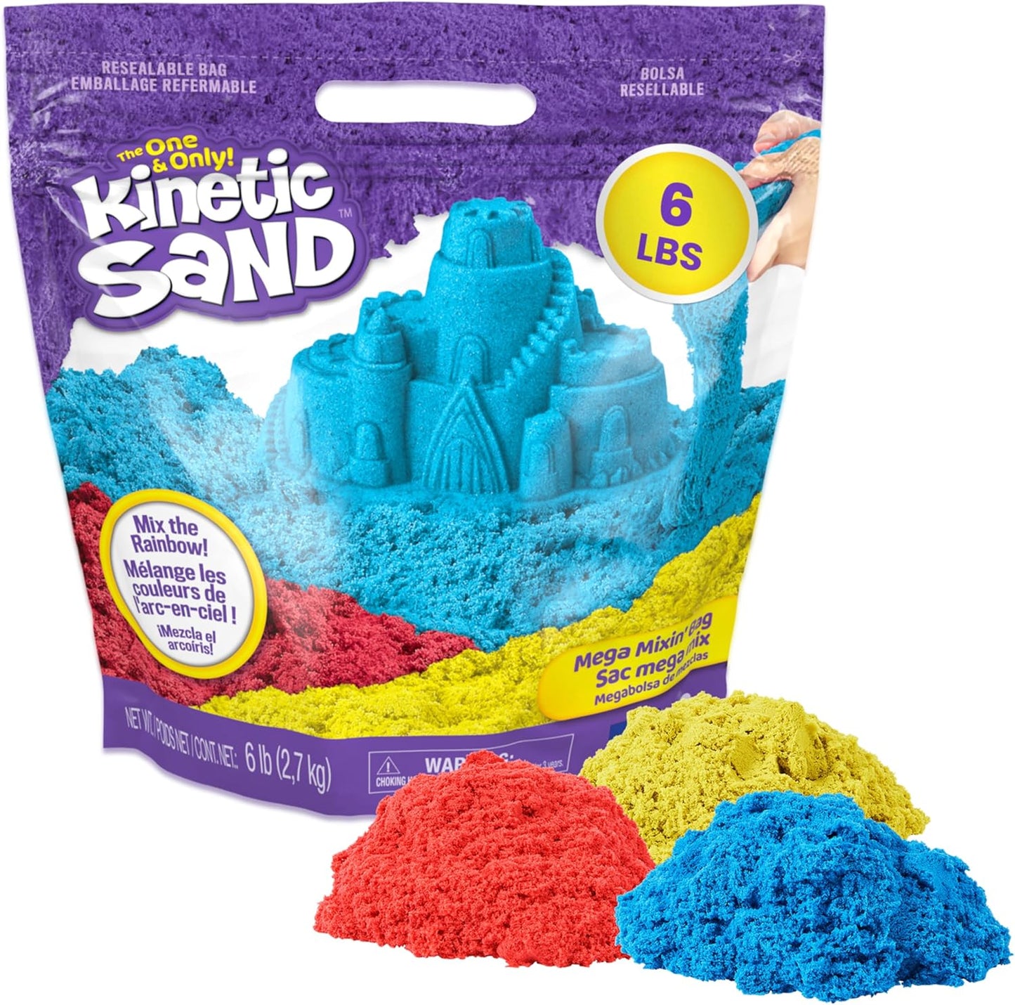 Kinetic Sand, 6lbs Mega Mixin’ Bag with Red, Yellow & Blue Play Sand (Packaging May Vary), Sensory Toys for Kids Ages 3 and up Nirvana Guru