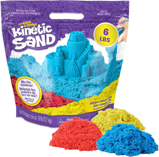 Kinetic Sand, 6lbs Mega Mixin’ Bag with Red, Yellow & Blue Play Sand (Packaging May Vary), Sensory Toys for Kids Ages 3 and up Nirvana Guru