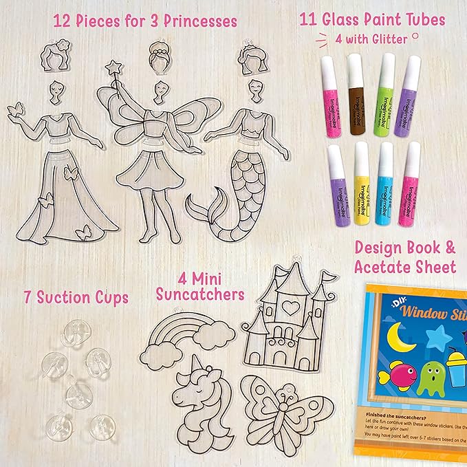 Imagimake Window Art Princess | Suncatcher Kit | Arts and Crafts for Kids Ages 8-12 | Girls Toys Age 6-8 | Unicorn Gifts for Girls Age 6-8 | 5 Year Old Girl Gift | 8 Year Old Girl Birthday Gift nirvanaguru