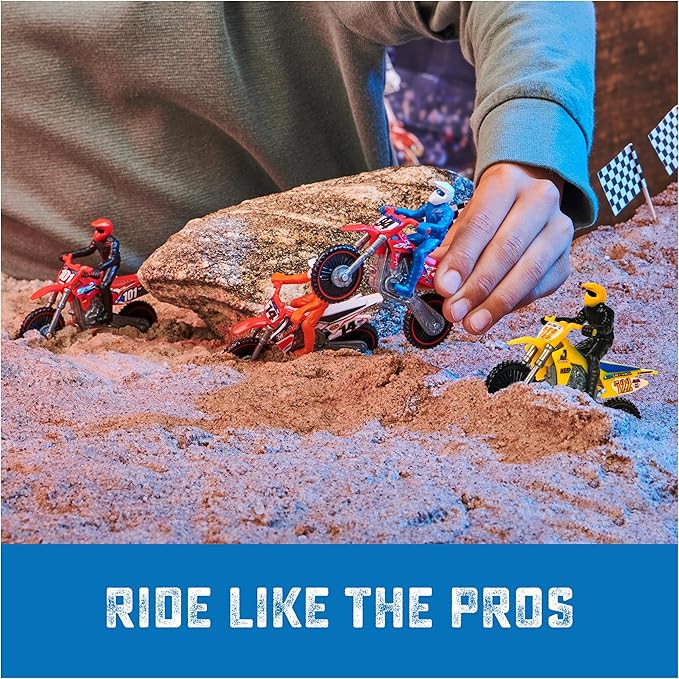 Supercross, Authentic 5-Pack of 1:24 Scale Die-Cast Motorcycles with Rider Figure, Toy Moto Bike for Kids and Collectors Ages 3 and up nirvanaguru