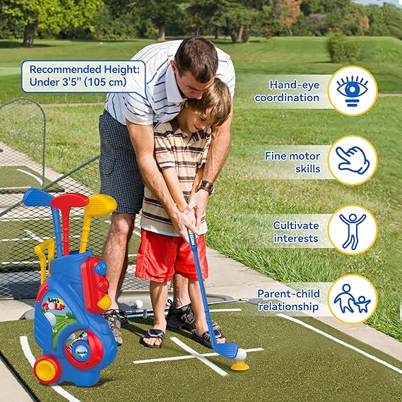 Liberry Toddler Golf Set, Upgraded Kids Golf Cart with Unique Shoulder Strap Design, Indoor and Outdoor Golf Toys for Boys and Girls Aged 1-5 Years Old Nirvana Guru