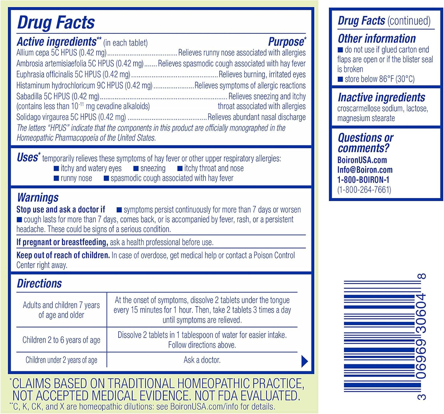Boiron AllergyCalm Tablets for Relief from Allergy and Hay Fever Symptoms of Sneezing, Runny Nose, and Itchy Eyes or Throat - 60 Count - Nirvana Guru