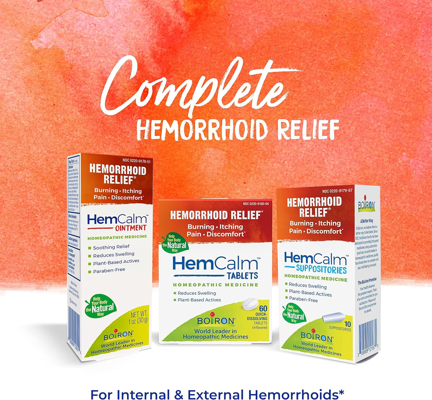 Boiron Hemcalm hemorrhoid Relief Tablets for Itchy Burning Pain, Swelling and discomfort, White, 60 Count - Nirvana Guru