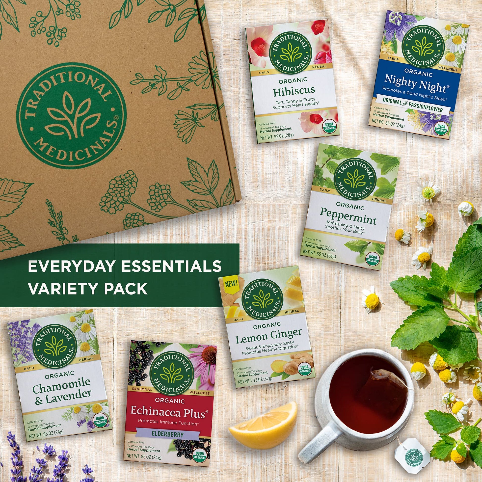 Traditional Medicinals Organic Red Clover, Caffeine Free, 16 Wrapped Tea Bags, 1.13 oz (32 g) - Nirvana Guru