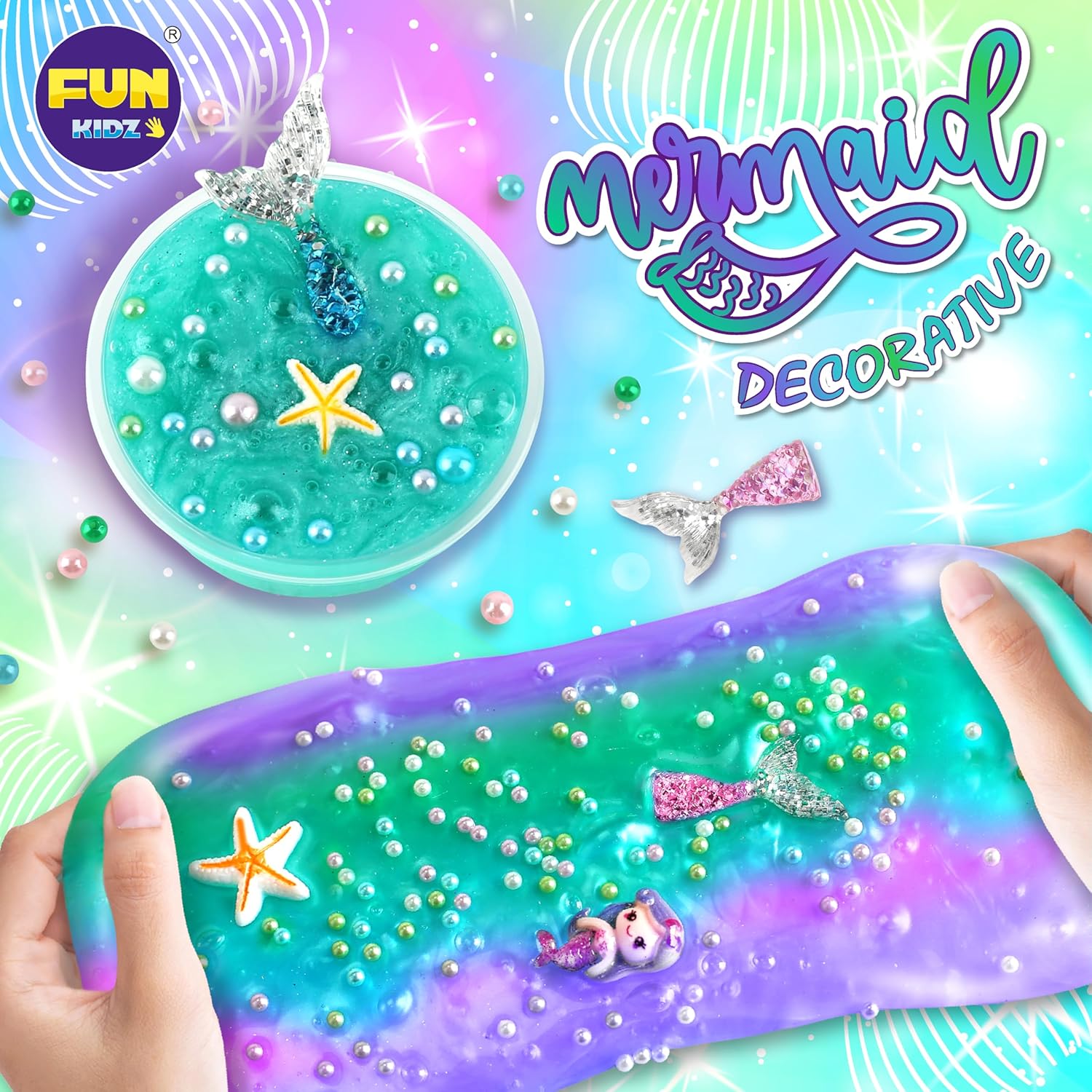 Summer Gift Mermaid Slime Kit for Girls, FunKidz Shimmer Slime Making Kit for Kids Age 8-12 DIY Soft Glitter Glossy Metallic Slime Toy Nirvana Guru