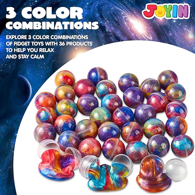 JOYIN Slime Party Favors, 36 Pack Galaxy Slime Ball - Stretchy, Non-Sticky, Mess-Free, Stress Relief, and Safe - Toys for Girls and Boys - Classroom Reward, Party Supplies nirvanaguru