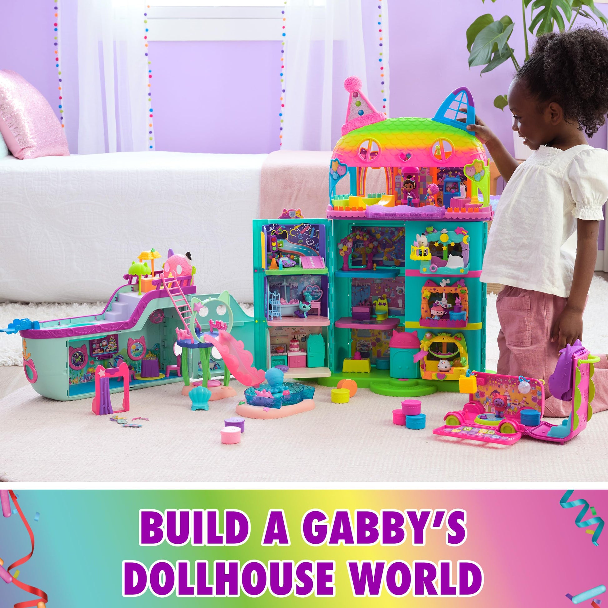 Gabby's Dollhouse, 14 Pc Celebration Dollhouse, 25-Inches Tall, with Toy Figures, Doll House Furniture & 10 Sounds, Kids Toys for Girls & Boys Ages 3+ Nirvana Guru