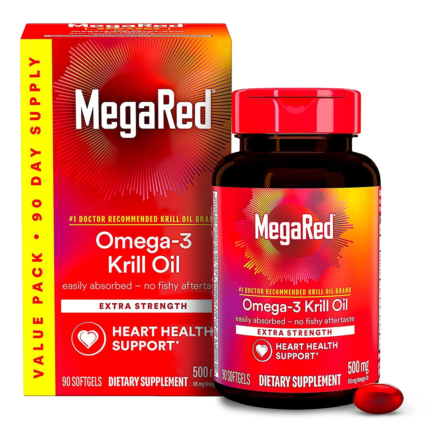 MegaRed - Omega-3 Krill Oil 350mg Softgels (130 Count in A Bottle), EPA & DHA Omega-3 Fatty Acids with No Fishy Aftertaste Unlike Fish Oil, Contains Antioxidant Astaxanthin - Nirvana Guru