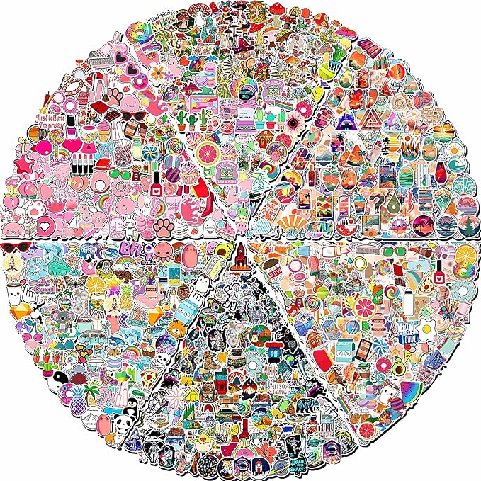 Arme 600 PCS Stickers Pack,Cute Colorful Waterproof Stickers,Vinyl Art Stickers.Stickers for Water Bottles,Skateboards and Notebooks, Laptop Sticker for Teens Girls Kids Adults nirvanaguru