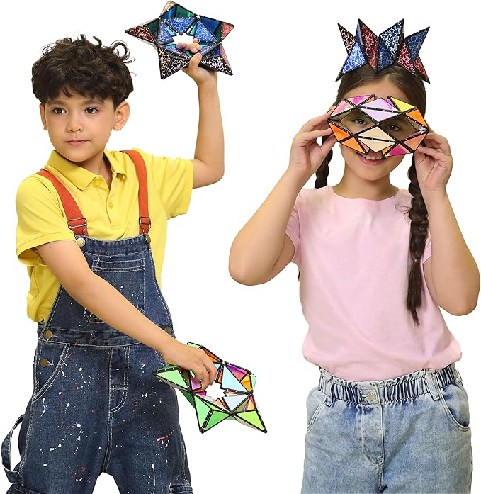 TOSY Magnet Pyramid Stone - 1 Cube Transforms into 1 Billion Shapes, 14 pcs (12 Puzzle pcs and 2 Accessories), 243 Rare Earth Magnets, Holographic Design Magnet Tiles Creative Puzzle STEM/STEAM Toy nirvanaguru