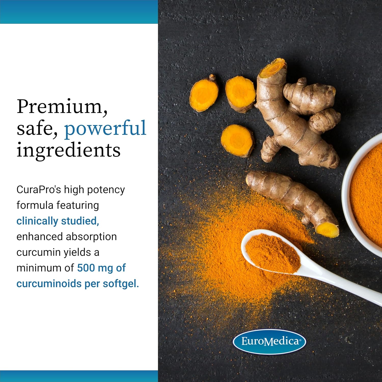 Euromedica CuraPro - Antioxidant Supplement for Brain & Heart Health Support - Dietary Supplement with High-Potency Curcumin Complex - Kidney, Liver & Immune Health Support - 120 Softgels - Nirvana Guru