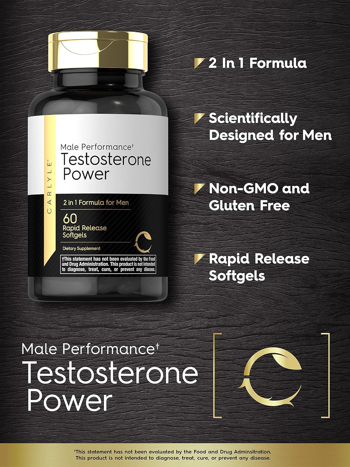 Carlyle Testosterone Supplement for Men | 60 Softgels | for Male Performance | Non-GMO & Gluten Free - Nirvana Guru