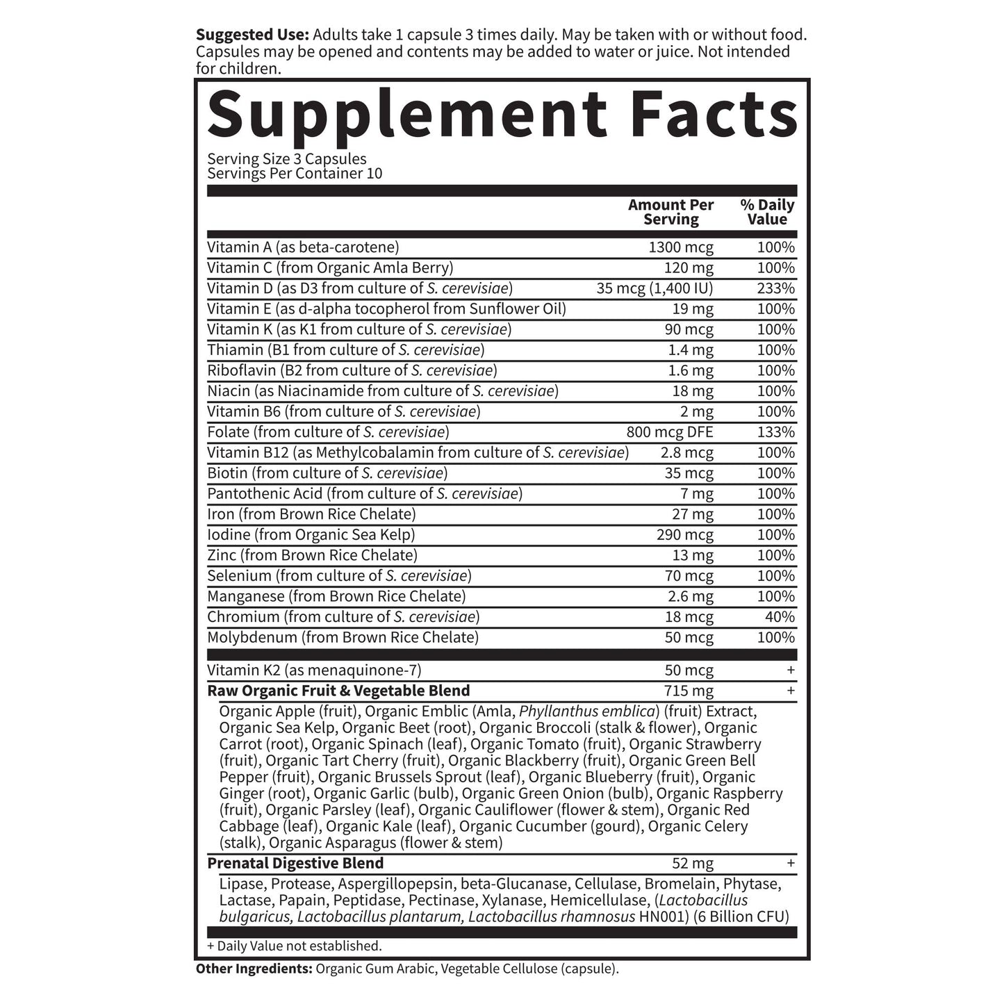 Prenatal Multivitamin for Women from Whole Foods with Biotin, Iron & Folate not Folic Acid, Probiotics for Immune Support - Vitamin Code Raw by Garden of Life - Pregnancy Must Haves - 180 capsules - Nirvana Guru