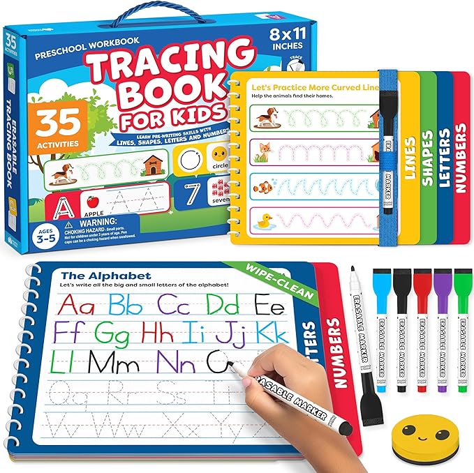 Preschool Learning Activities - Tracing Books for Kids Ages 3-5 - Toddler Handwriting Practice - Letter Tracing for Kids Preschool Kindergarten Workbooks 3-4, 4-5 - Learning Books for 3-4 Year Olds nirvanaguru