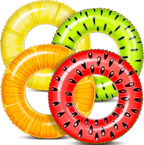 Sloosh 4 Pack Inflatable Pool Floats, Pool Tube Rings, Swim Tubes, Floaties Toys, Beach Swimming Party Toys for Kids and Adults Nirvana Guru