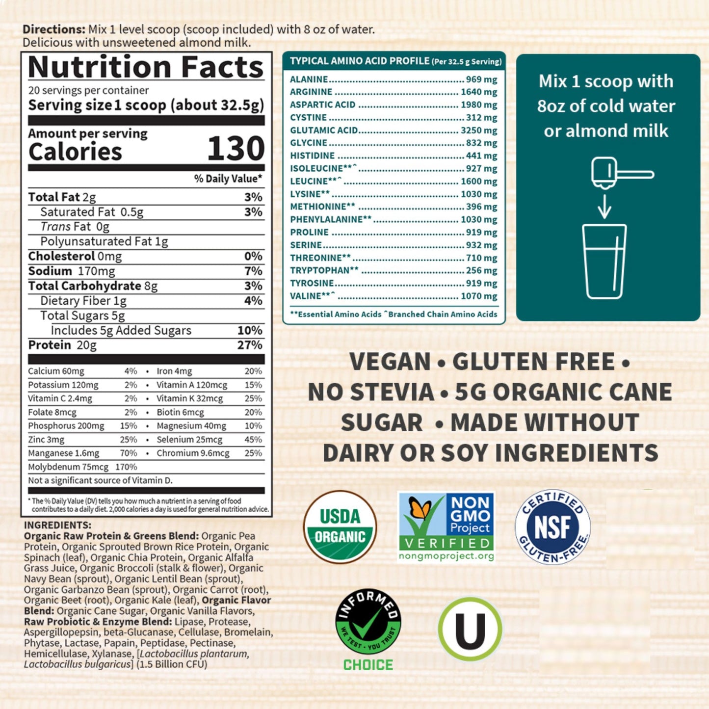 Garden of Life Raw Organic Protein & Greens - Vanilla - Vegan Protein Powder for Women and Men, Plant Protein, Pea Protein, Greens & Probiotics - Dairy Free, Gluten Free Low Carb Shake, 20 Servings - Nirvana Guru