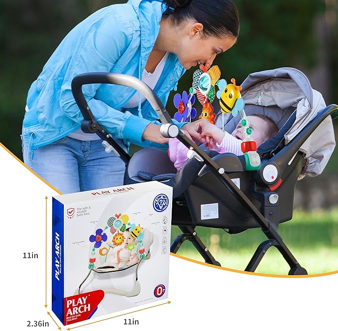 Adjustable Arch Bassinet Toys for Infant & Toddlers, Stroller Arch, Baby Crib Toys with Fascinating Hanging for Stimulating Baby’s Senses and Developing Motor Skills nirvanaguru