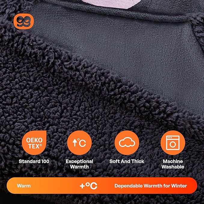 Giggling Getup Wearable Blanket Hoodie for Women and Men Sherpa Fleece Hooded Blanket Sweatshirt Warm Cozy Sherpa Wearable Throw Oversized Hoodie with Giant Pocket & Sleeves for Adult Halloween Cat nirvanaguru