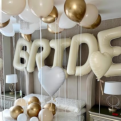 40 Inch Beige BRIDE Balloons Bachelorette for Bridal Shower, Cream White Sand Bride Mylar Foil Banner Letter Sign, Bridal Balloon Banner for Wedding Engagement Bride To Be Party Favors Decorations nirvanaguru