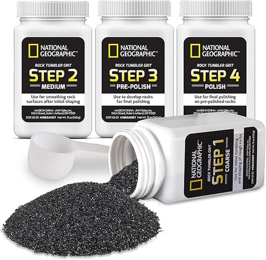 National Geographic Rock Tumbler Grit and Polish Refill Kit - Tumbling Grit Media, Polish Up to 20 lbs. of Rocks, Works with Any Rock Polisher, Rock Tumbler Supplies nirvanaguru