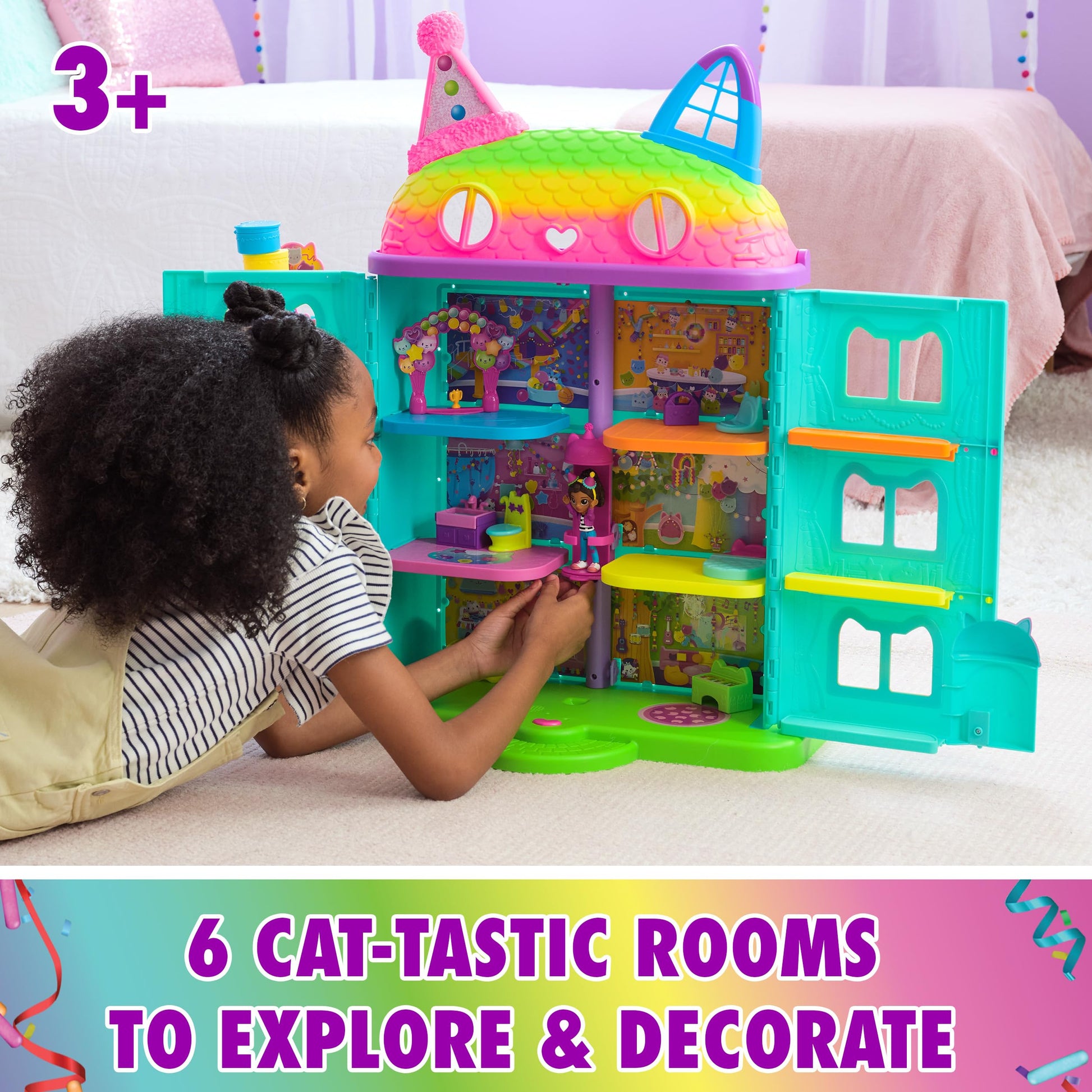 Gabby's Dollhouse, 14 Pc Celebration Dollhouse, 25-Inches Tall, with Toy Figures, Doll House Furniture & 10 Sounds, Kids Toys for Girls & Boys Ages 3+ Nirvana Guru