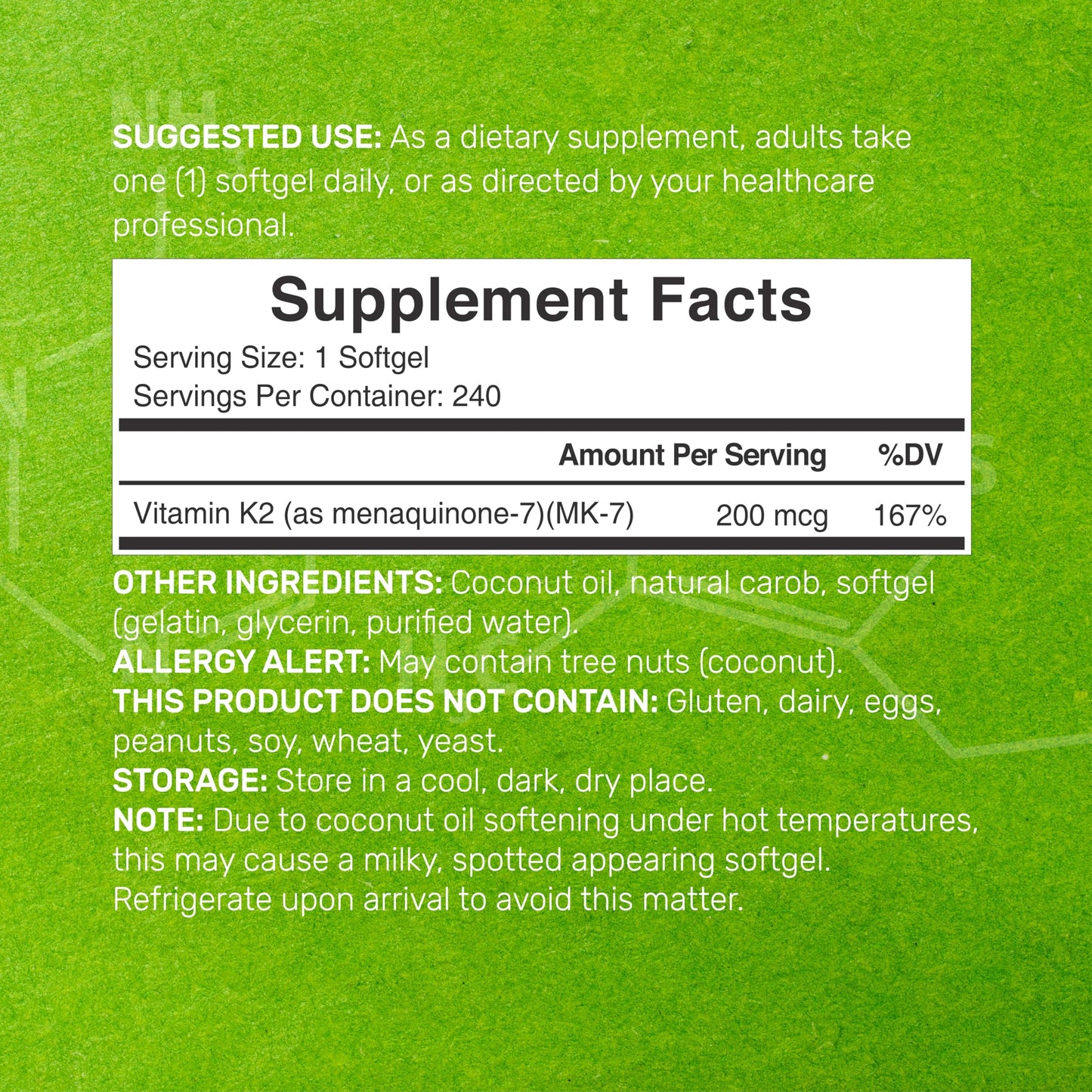 DEAL SUPPLEMENT Vitamin K2 MK-7 200mcg Per Serving, 240 Coconut Oil Softgels | Easily Absorbed Menaquinone-7 Form | Bone, Joint, & Immune Support – Non-GMO Nirvana Guru