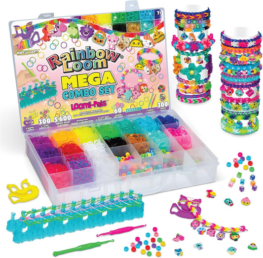 Rainbow Loom® Loomi-Pals™ MEGA Combo Set, Features 60 Cute Assorted LP Charms, The New RL 2.0, Happy Looms, Hooks, Alpha & Pony Beads, 5600 Colorful Bands All in a Carrying Case for Boys and Girls 7+ nirvanaguru
