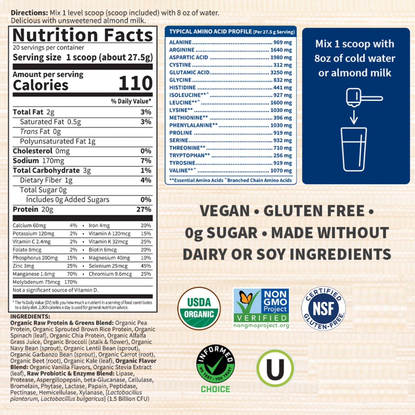 Garden of Life Raw Organic Protein & Greens - Vanilla - Vegan Protein Powder for Women and Men, Plant Protein, Pea Protein, Greens & Probiotics - Dairy Free, Gluten Free Low Carb Shake, 20 Servings - Nirvana Guru