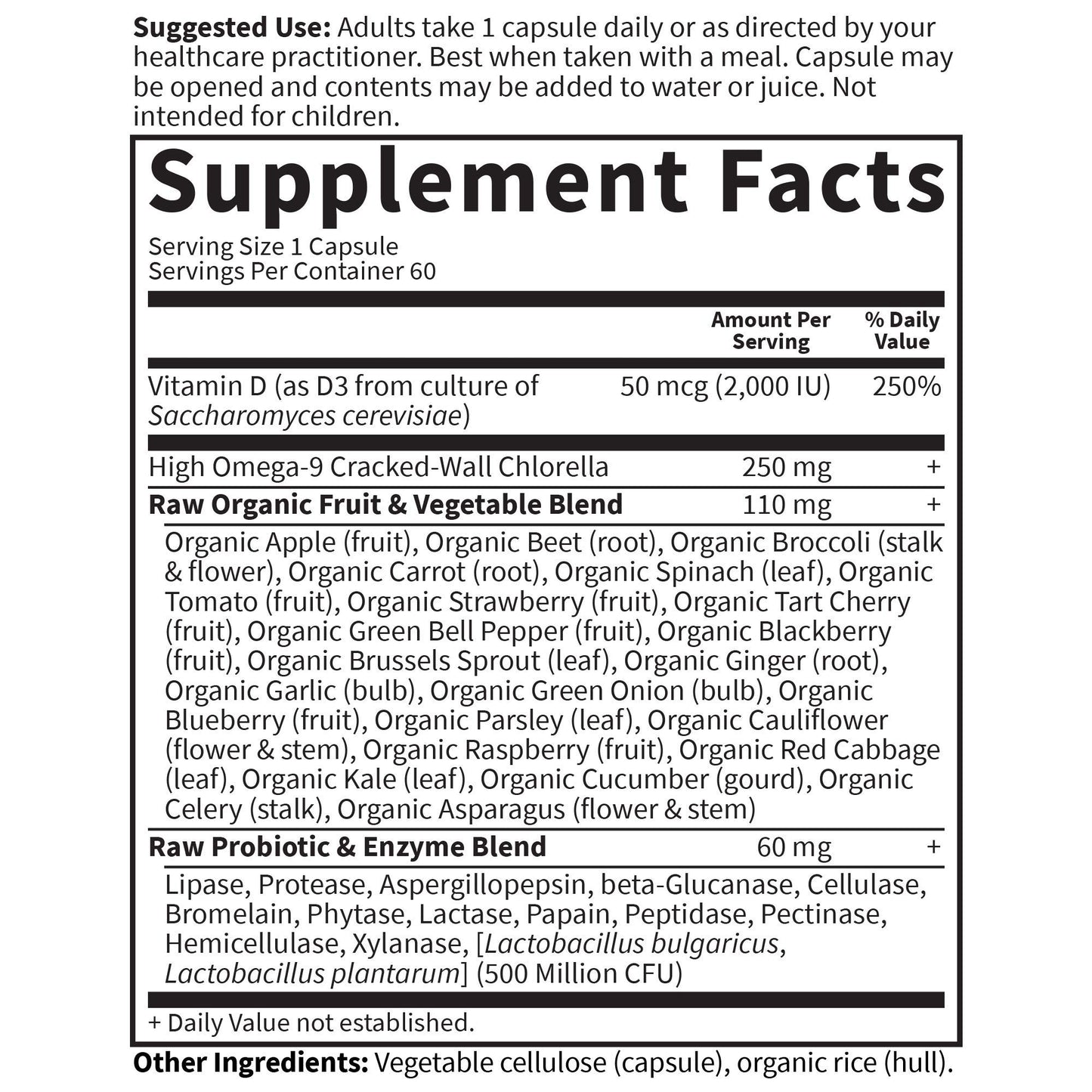 Garden of Life Vitamin D, Vitamin Code Raw D3, Vitamin D 2,000 IU, Raw Whole Food Vitamin D Supplements with Chlorella, Fruit, Veggies & Probiotics for Bone & Immune Health, 60 Vegetarian Capsules - Nirvana Guru