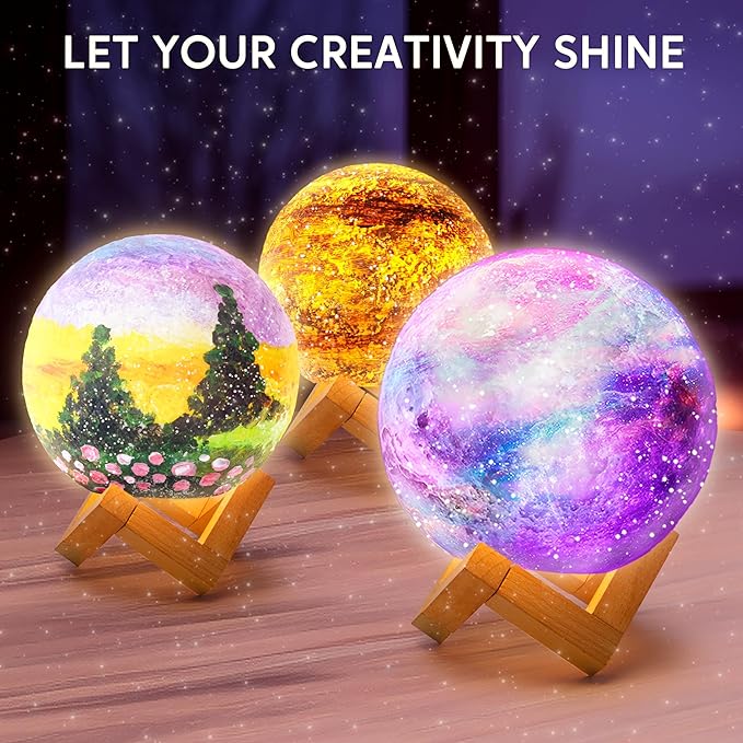 Klever Kits DIY 3D Moon Night Light, Paint Your Own Moon Lamp Kit Galaxy Lamp Arts and Crafts Kit, School Activities, Birthday Gifts for Kids Girls Boys nirvanaguru
