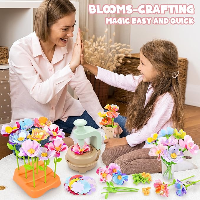 Fabric Flower Bouquets Toys, DIY Craft Kits Toys for Kids - Flowers Market Toy, Build Your Flower Bouquet, Arts & Crafts for 4 5 6 7 8 Year Toddler Girl, Educational Activity Preschool B-Day Gifts Nirvana Guru