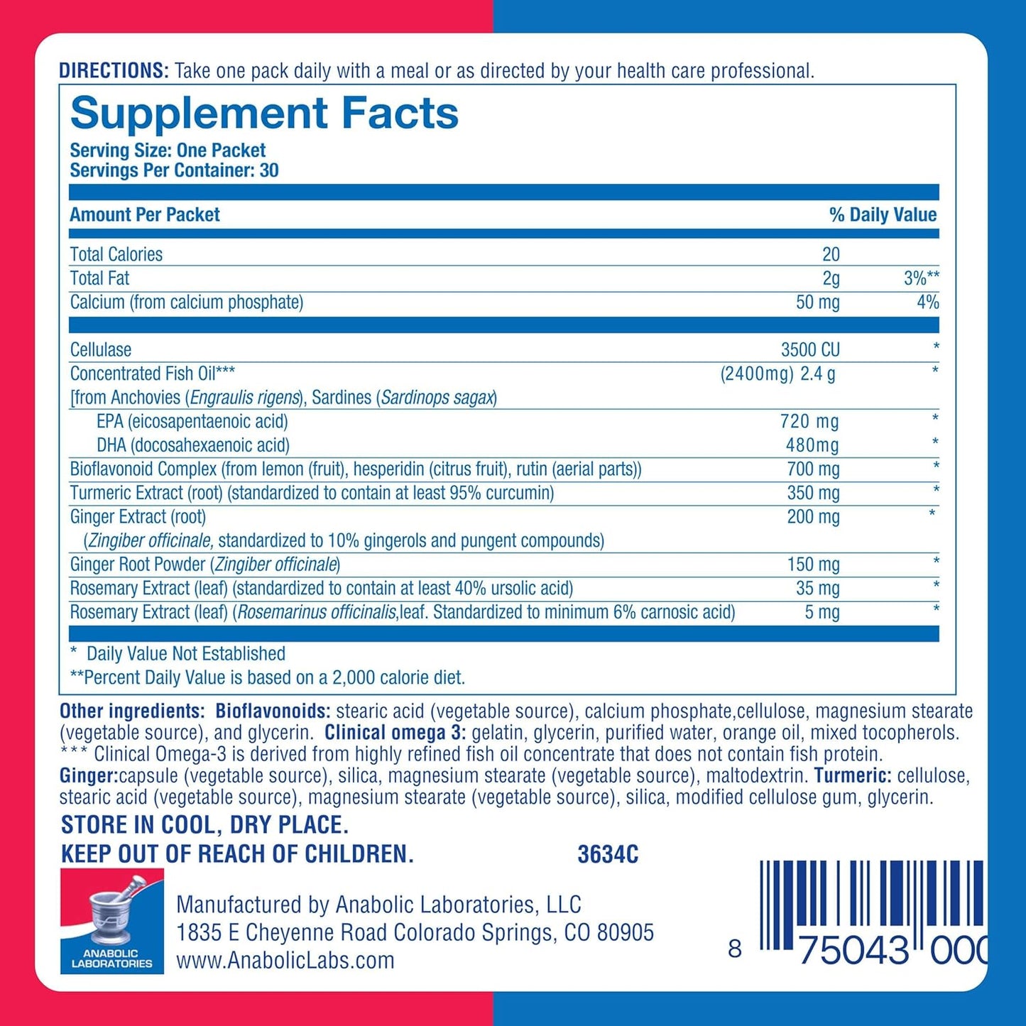 DeFlame Nutrition Pack Supplement - 30 Daily Multivitamin Packs - Omega 3 Fish Oil with EPA and DHA, Rosemary, Bioflavonoids, Ginger, Curcumin Turmeric Supplement Nirvana Guru