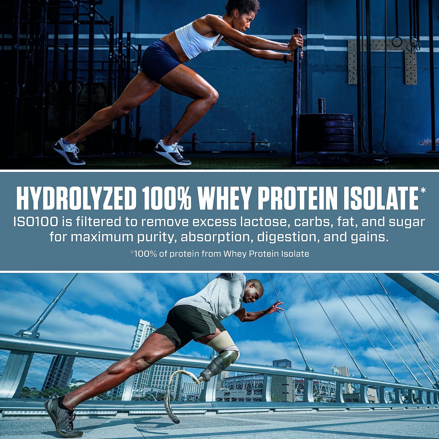 Dymatize ISO100 Whey Protein Powder Isolate, Gourmet Chocolate, 25g of Protein, 20 Servings, 5.5g BCAAs, Less Than 120 Cal., Gluten Free, 1g Fat, 1g Sugar, 2g Carb