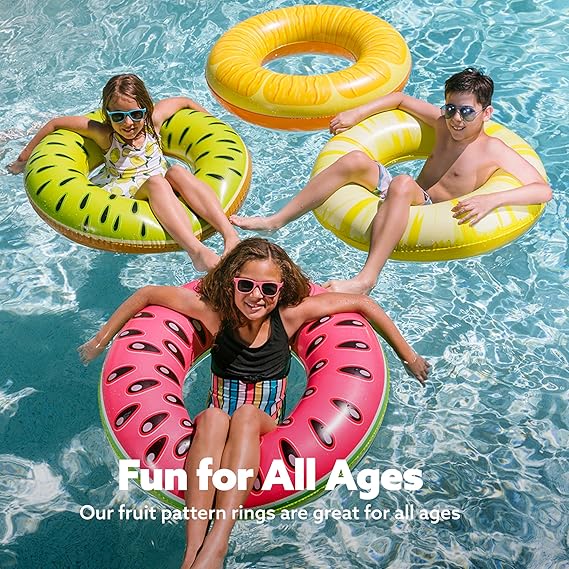 Sloosh 4 Pack Inflatable Pool Floats, Pool Tube Rings, Swim Tubes, Floaties Toys, Beach Swimming Party Toys for Kids and Adults Nirvana Guru