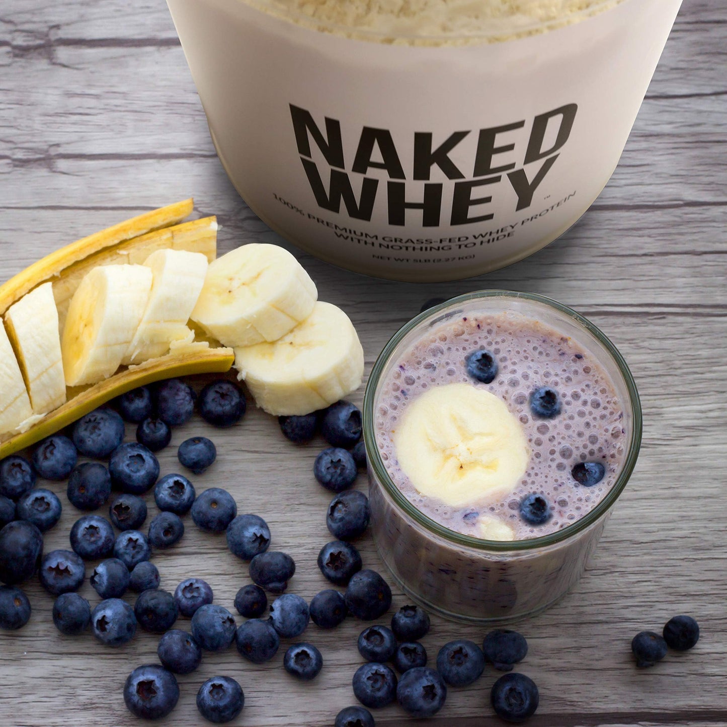 NAKED Whey Vanilla Protein Powder - Only 3 Ingredients - Grass Fed Whey Protein Powder, Vanilla Flavor, and Organic Coconut Sugar, No GMO, No Soy, and Gluten Free - 24 Servings