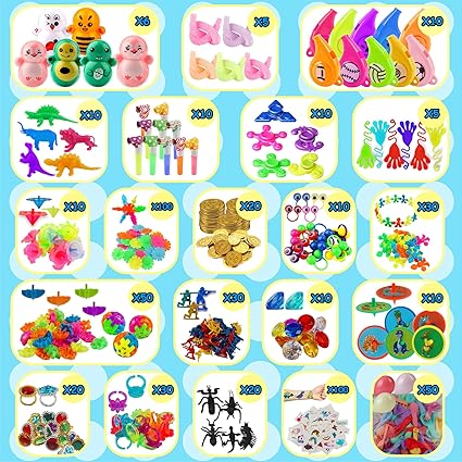 Kiss Monkey 640 PCS Prize Treasure Box Toys for Classroom, Party Favors for Kids, Fidget Toys Bulk, Goodie Bags Stuffers for Kids, Birthday Gifts, Pinata Stuffers, Carnival Prizes Nirvana Guru