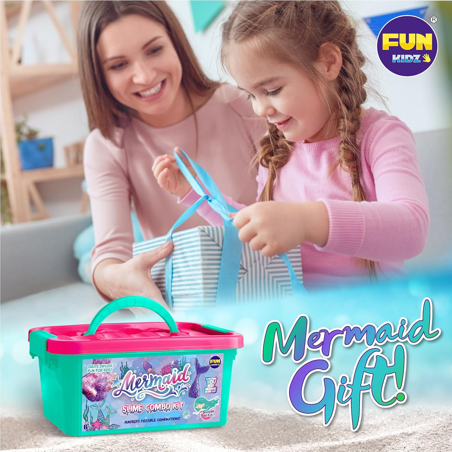 Summer Gift Mermaid Slime Kit for Girls, FunKidz Shimmer Slime Making Kit for Kids Age 8-12 DIY Soft Glitter Glossy Metallic Slime Toy Nirvana Guru