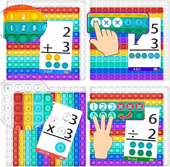 Math Games for Kids - Flash Cards for Kids - Pop it Practice with Addition, Subtraction, Multiplication & Division - Ideal for Math Learning and Skill Building. Nirvana Guru
