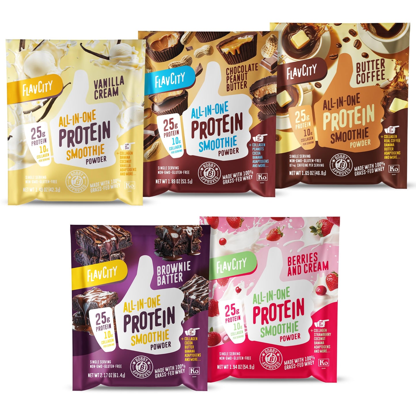FlavCity Grass Fed Whey Protein Powder - Vanilla Smoothie - 25g Protein & 10g Collagen - Made with Real Vanilla Bean & Organic Coconut Milk - Gluten Free & No Added Sugars (20 Servings)