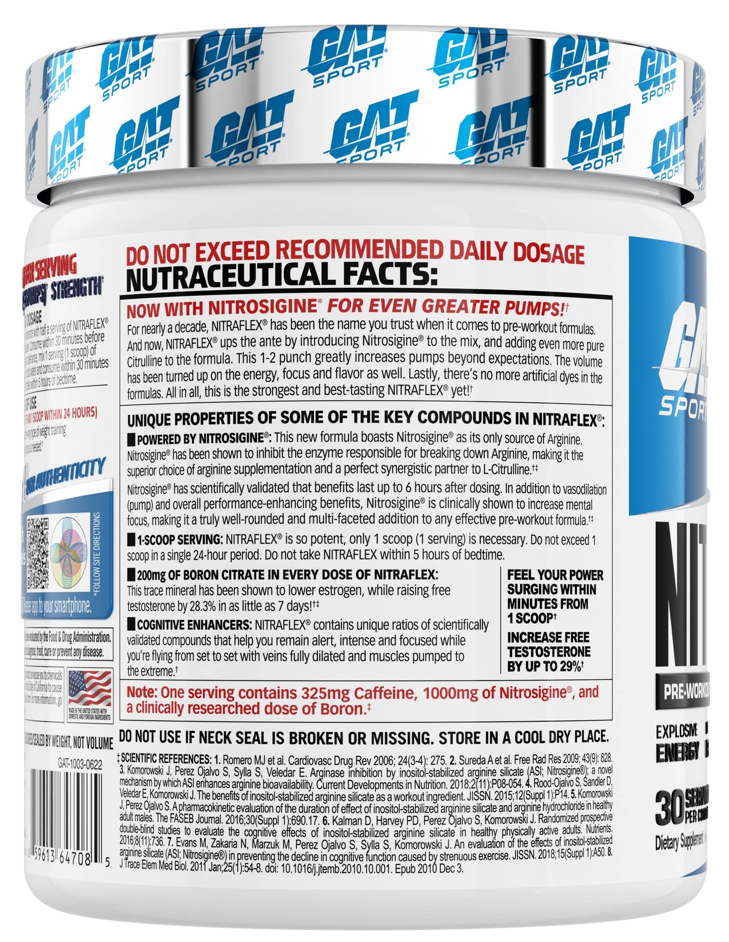 GAT SPORT Nitraflex Advanced Pre-Workout Powder, Increases Blood Flow, Boosts Strength and Energy, Improves Exercise Performance, (Blue Raspberry, 30 Servings) Nirvana Guru