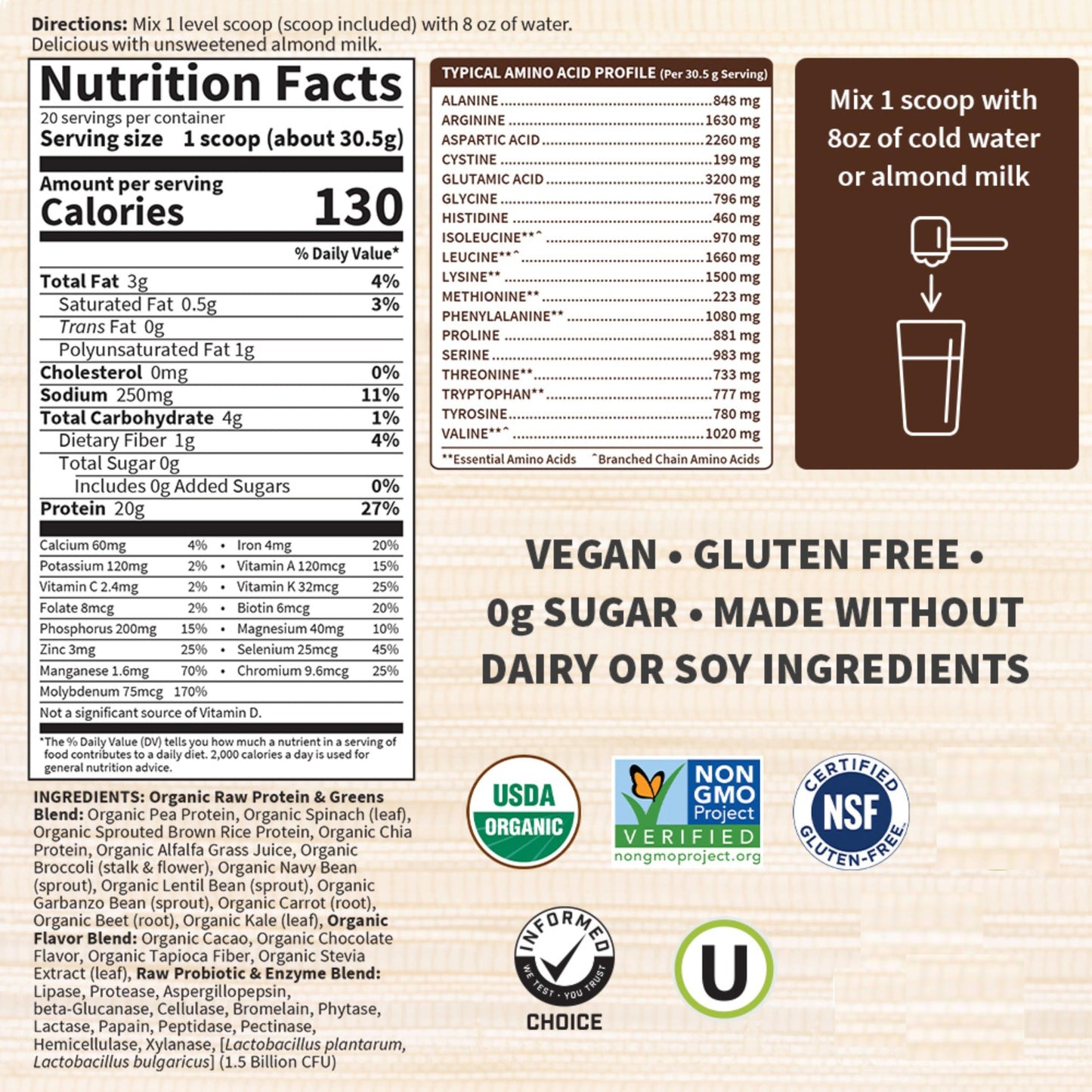 Garden of Life Raw Organic Protein & Greens - Vanilla - Vegan Protein Powder for Women and Men, Plant Protein, Pea Protein, Greens & Probiotics - Dairy Free, Gluten Free Low Carb Shake, 20 Servings - Nirvana Guru