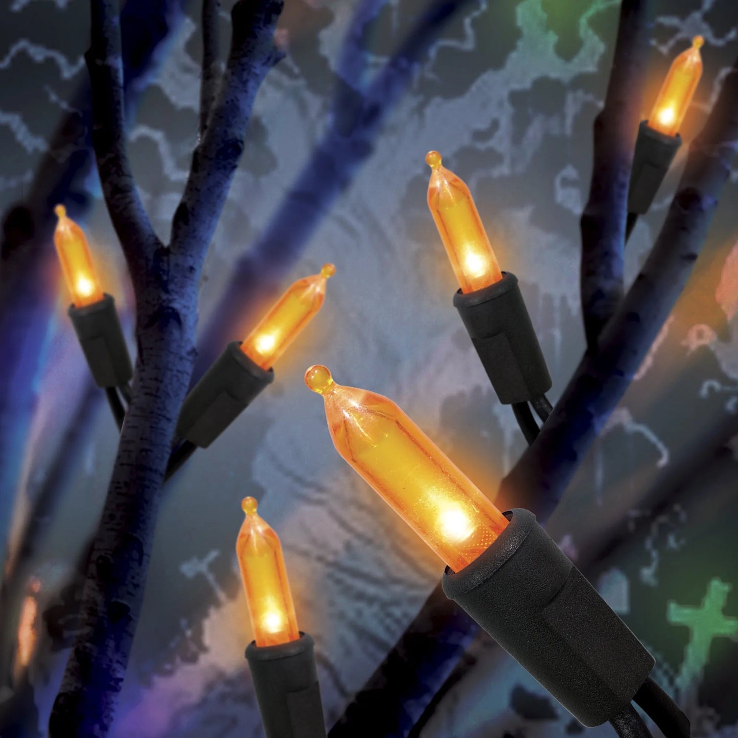 Orange Lights, 50CT, LED Minis, 9.5ft, Halloween Indoor/Outdoor, by Way To Celebrate Nirvana Guru