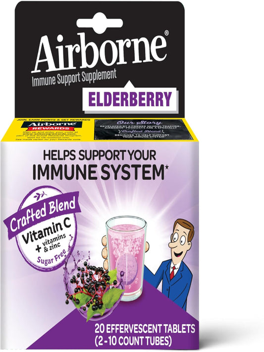 Airborne Elderberry + Zinc & Vitamin C Effervescent Tablets - Nirvana Guru