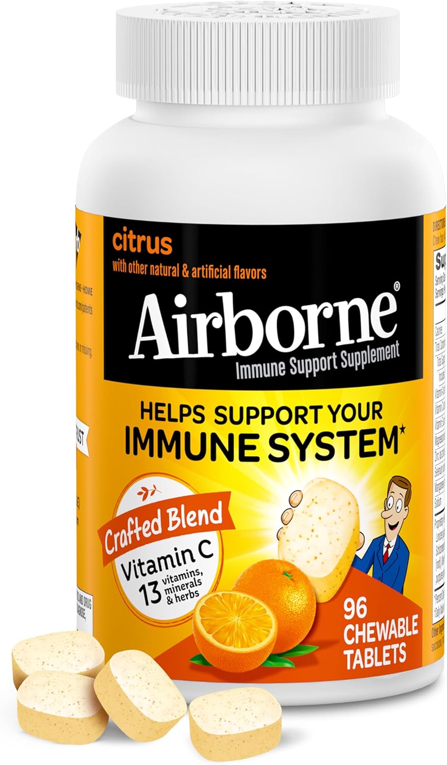 Airborne 1000mg Vitamin C Chewable Tablets with Zinc - Nirvana Guru