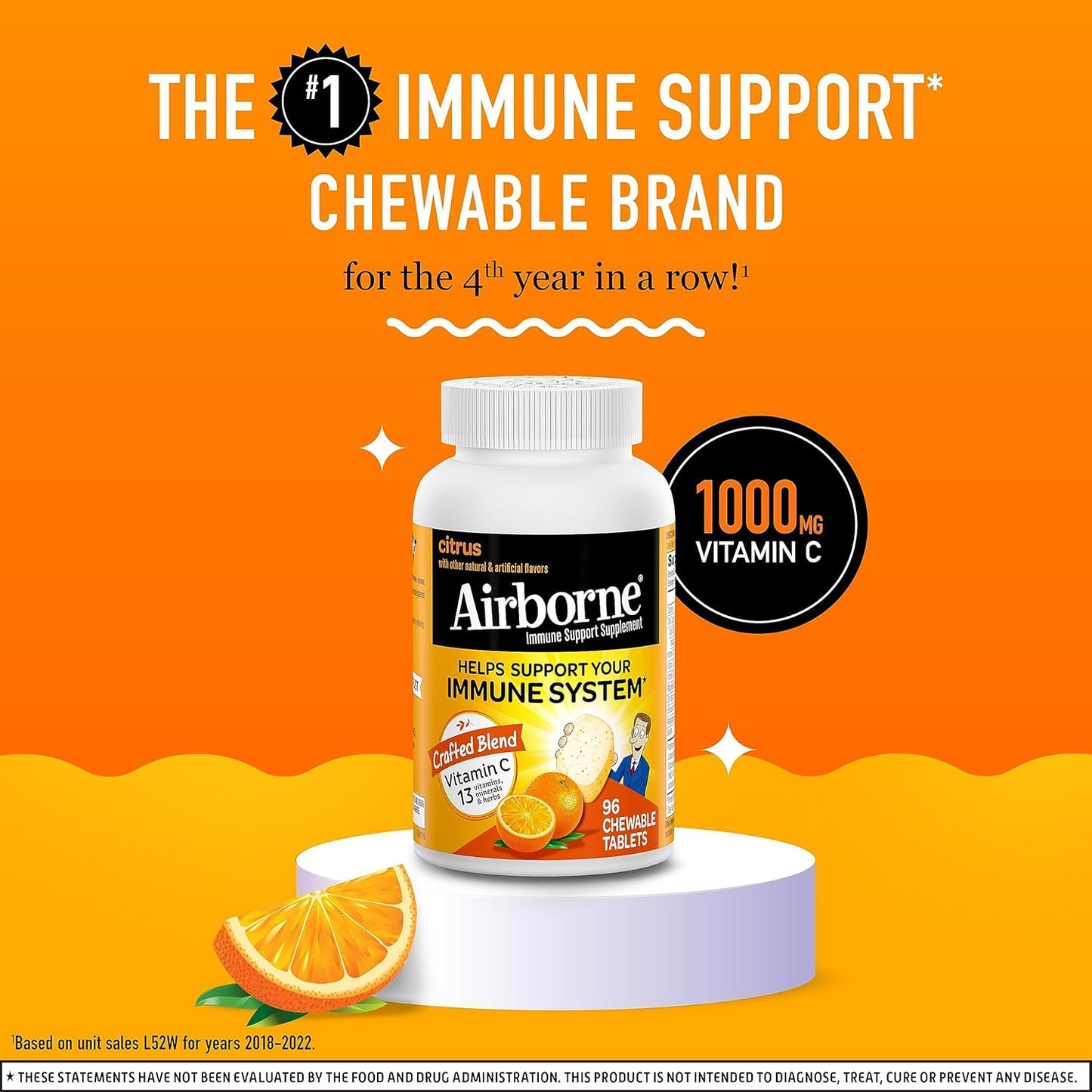 Airborne 1000mg Vitamin C Chewable Tablets with Zinc - Nirvana Guru