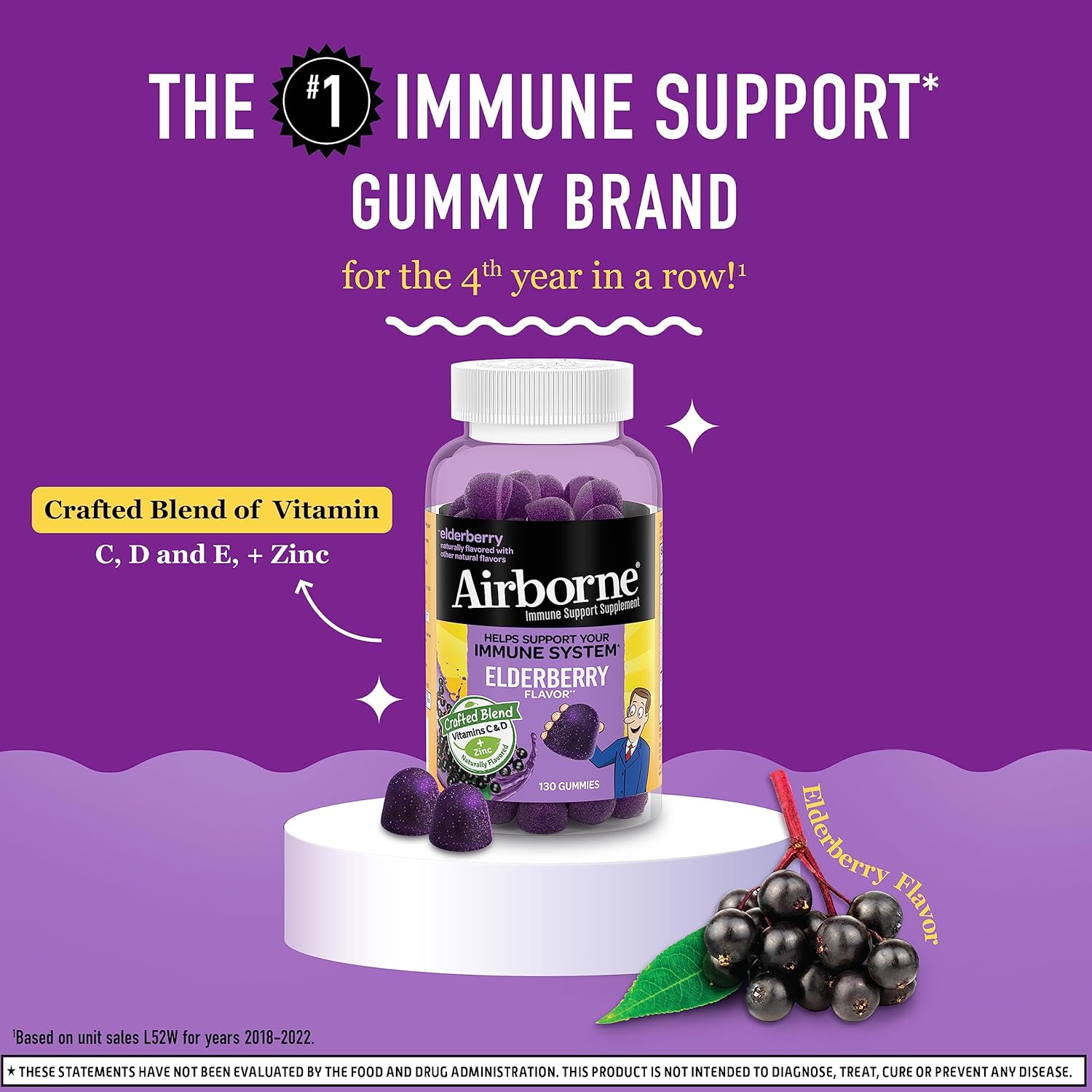 Airborne Elderberry + Zinc & Vitamin C Gummies For Adults - Nirvana Guru