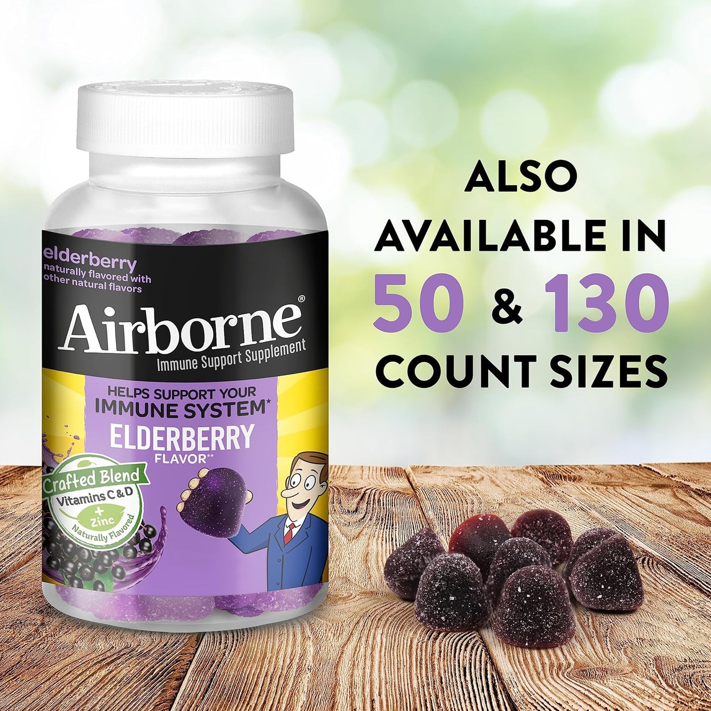 Airborne Elderberry + Zinc & Vitamin C Gummies For Adults - Nirvana Guru